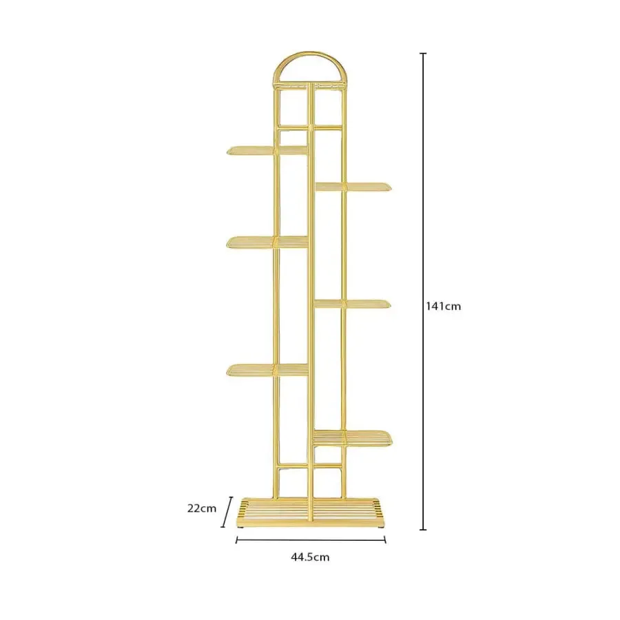 Arched 8 Tier Gold Metal Plant Stand for 9 Planters