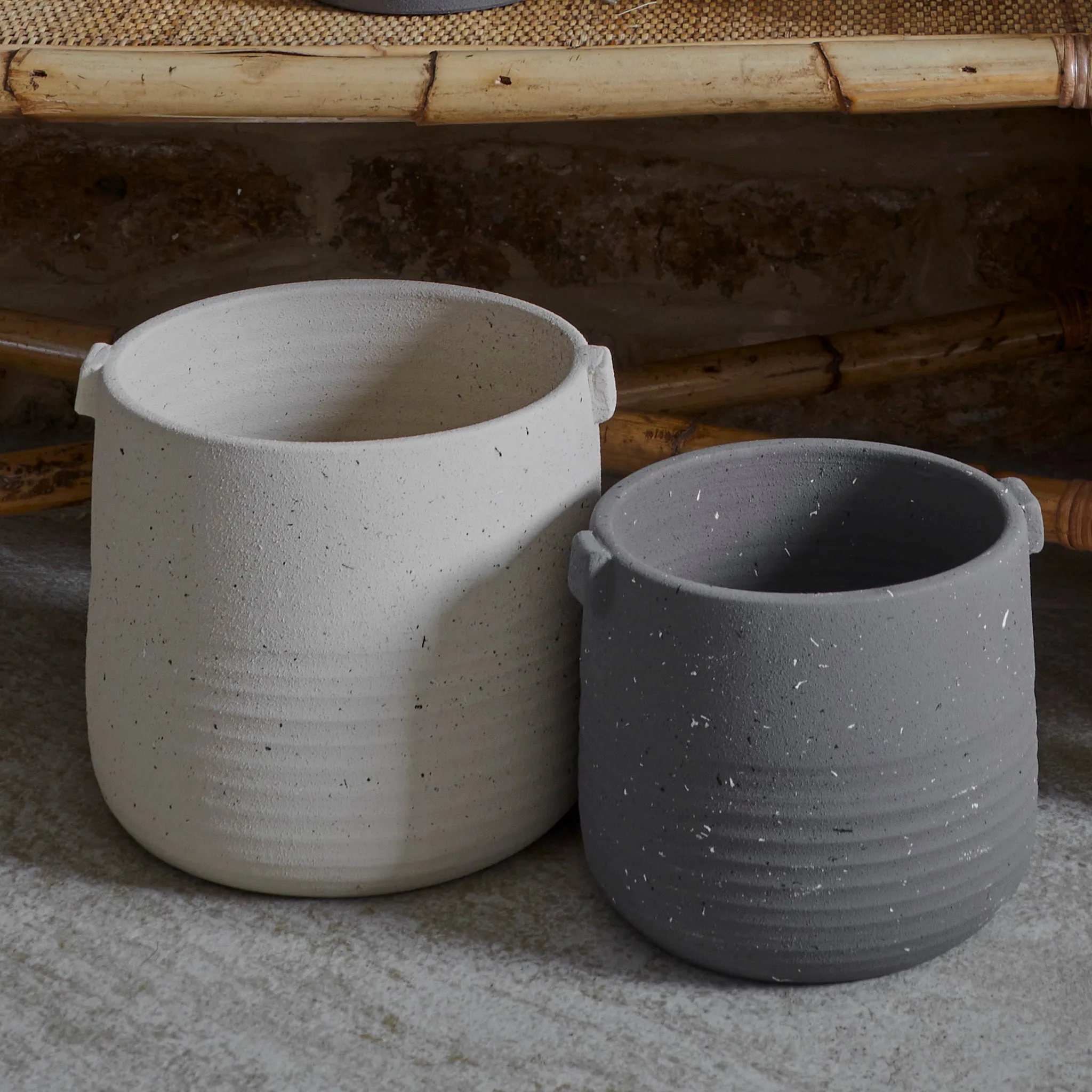 Aurora Terrazzo Handle Large Planter in Oat