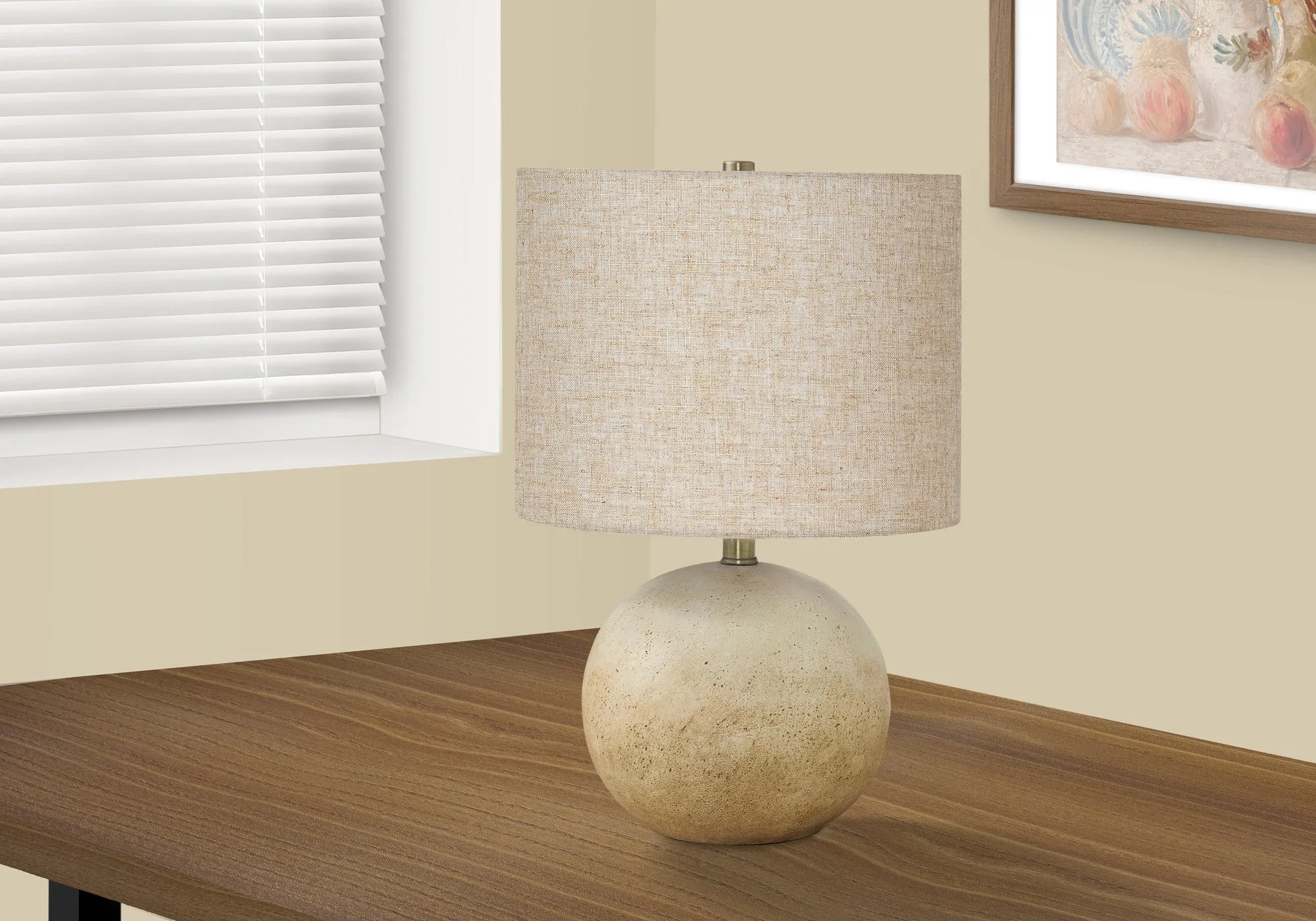 BeauteLumina - Contemporary Beige Concrete Table Lamp, 20"H, with Beige Shade
