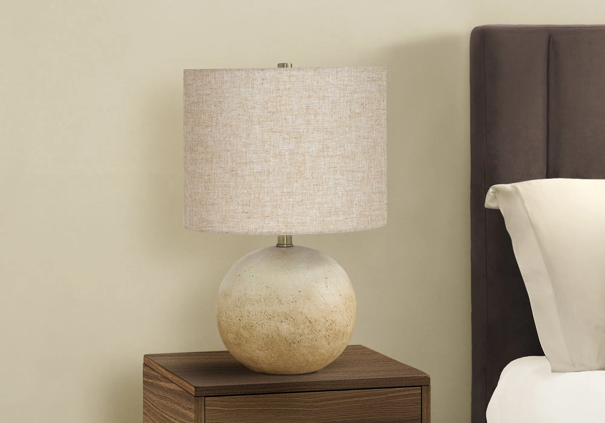 BeauteLumina - Contemporary Beige Concrete Table Lamp, 20"H, with Beige Shade