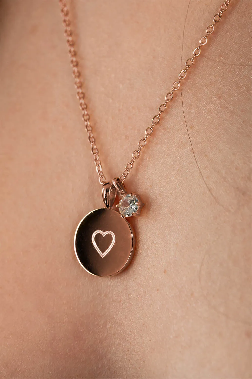 Birthstone April Necklace 14K Rose Gold Plated