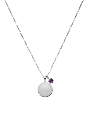 Birthstone February Necklace Silver
