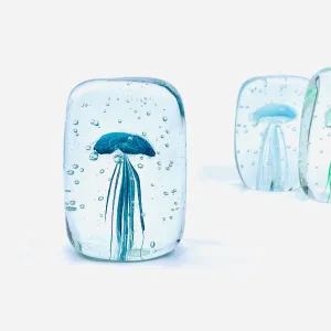 Block Glow in the Dark Jellyfish Paperweight 7, Turquoise