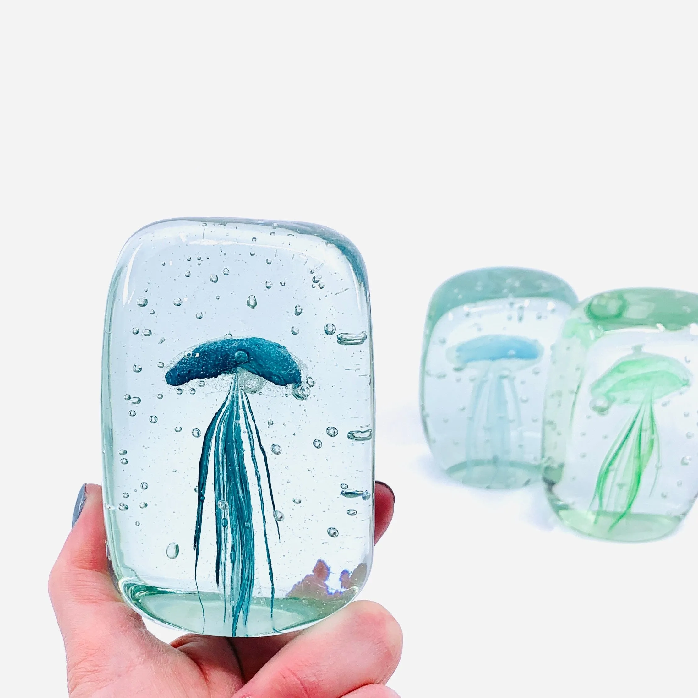 Block Glow in the Dark Jellyfish Paperweight 7, Turquoise