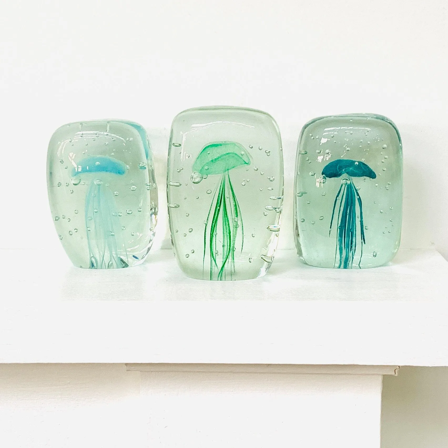 Block Glow in the Dark Jellyfish Paperweight 7, Turquoise