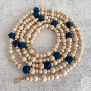 Blue decorative wooden bead garland