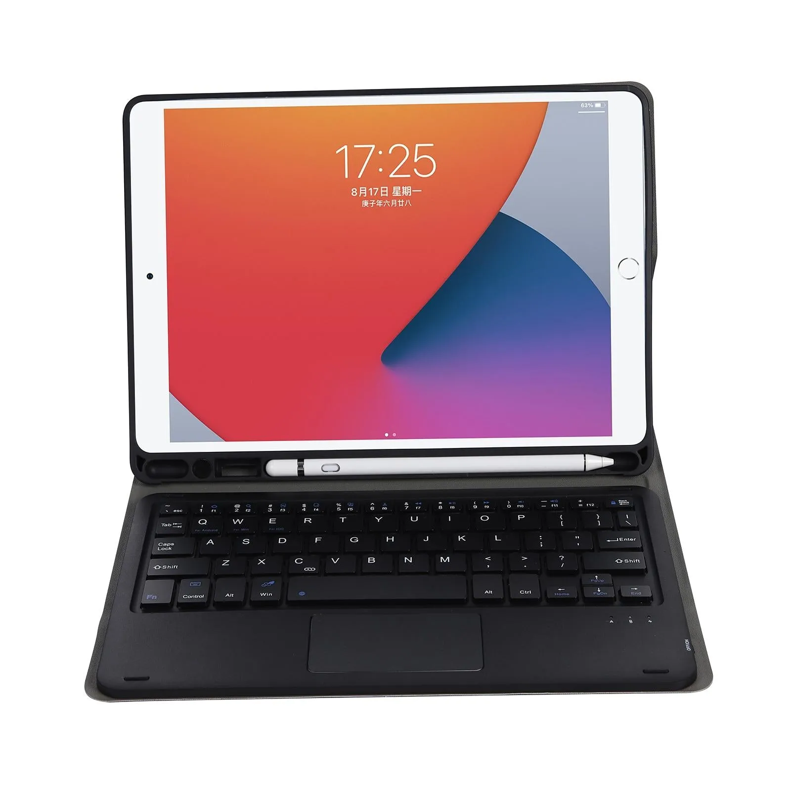Bluetooth Keyboard Leather Case For Ipad 9.7 - Touch Control - Lambskin Texture - Fits 2018 / 2017 Pro & Air 2