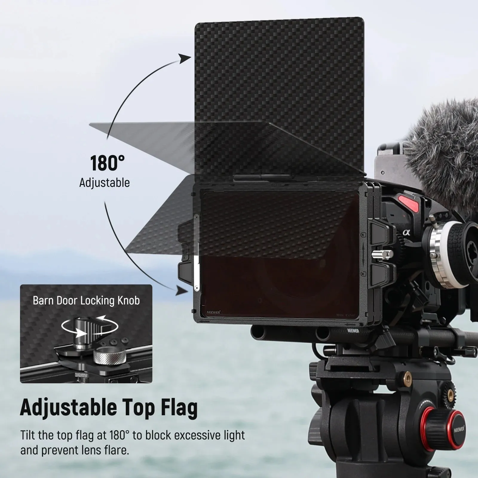 Carbon Fiber Mini Matte Box with 2 Filter Trays & 4 Lens Ring Adapters 67/72/77/82mm