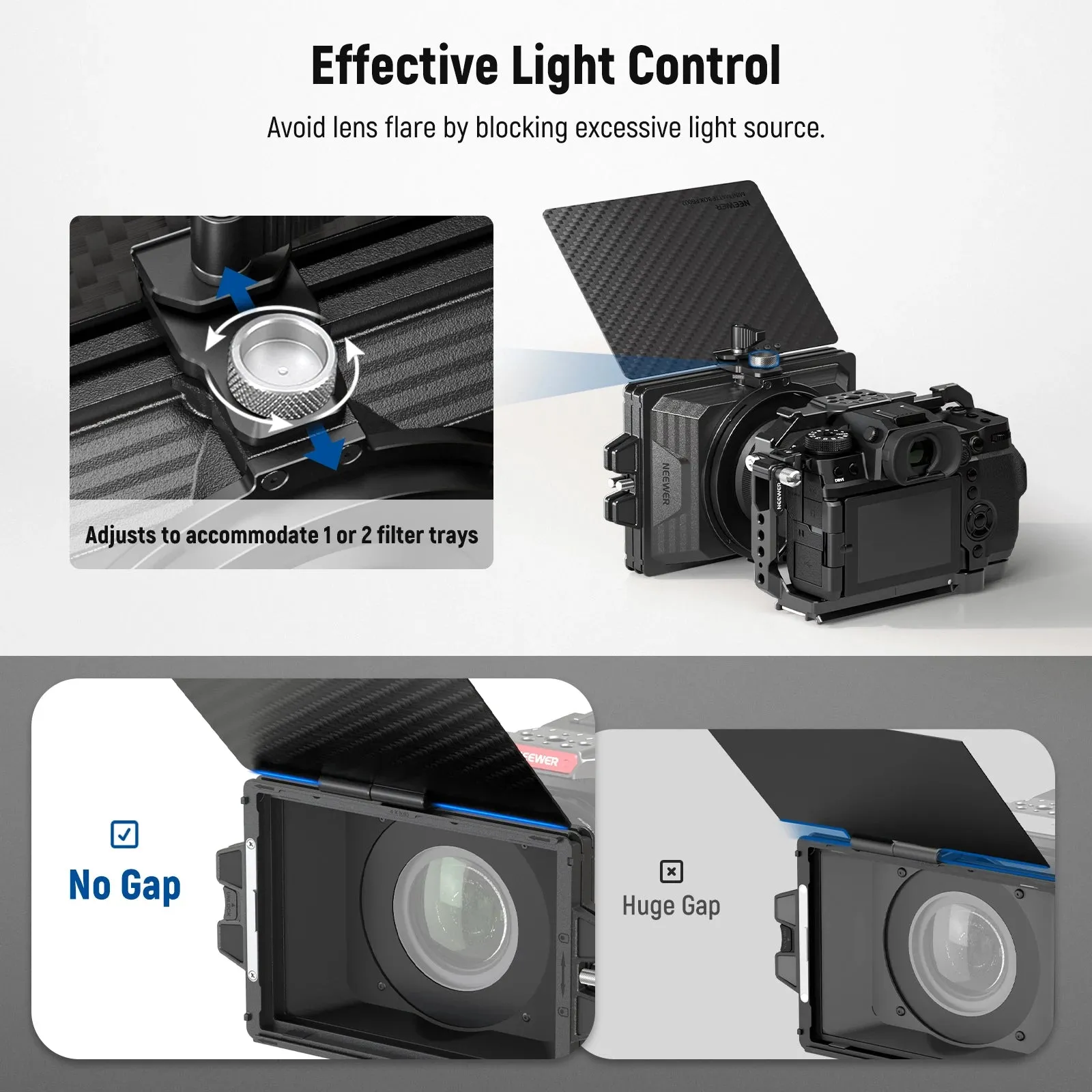 Carbon Fiber Mini Matte Box with 2 Filter Trays & 4 Lens Ring Adapters 67/72/77/82mm