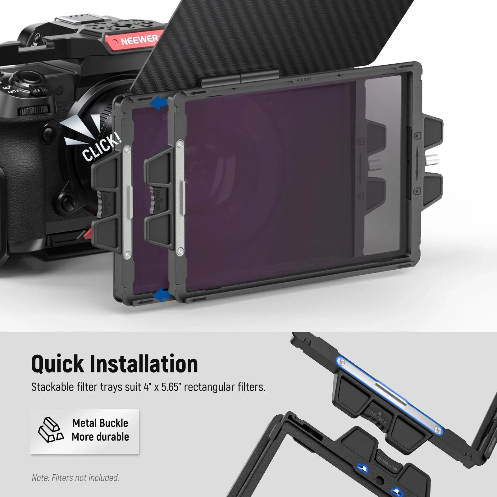 Carbon Fiber Mini Matte Box with 2 Filter Trays & 4 Lens Ring Adapters 67/72/77/82mm