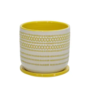Ceramic 6" Planter W/ Saucer, Yellow