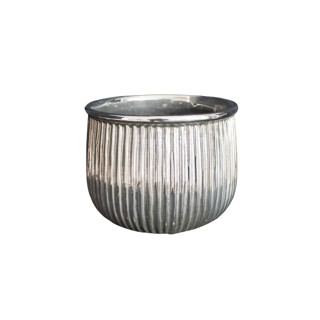 CERAMIC POT 19X19X14.5CM SILVER