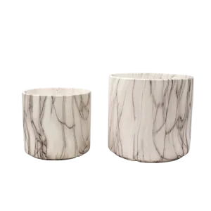 CERAMIC POT MARBLE WHITE