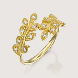 Closed Leaf Ring Diamonds