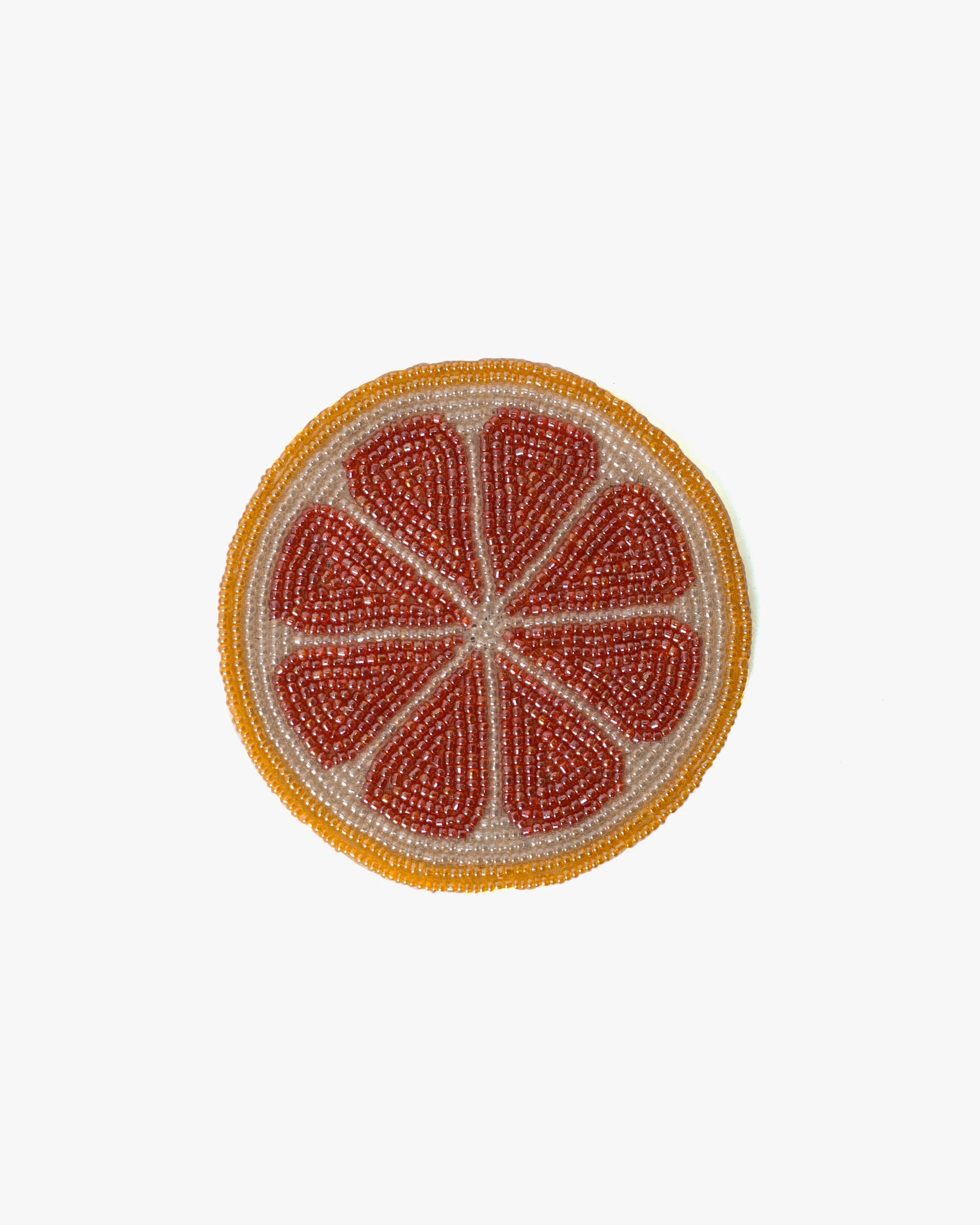 Coaster, Bisque, Beaded Grapefruit