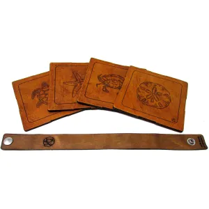 Coasters Set - Leather - Ocean Vibes