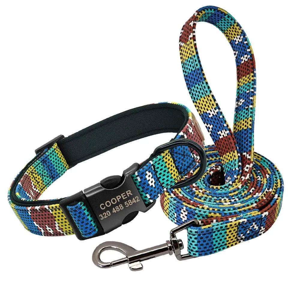 Colorful Personalized Dog Collar Set: Stylish Pet Accessories for All Breeds