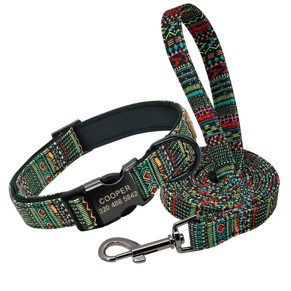 Colorful Personalized Dog Collar Set: Stylish Pet Accessories for All Breeds