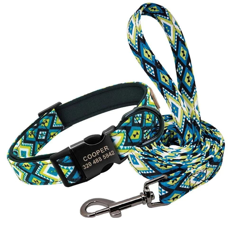 Colorful Personalized Dog Collar Set: Stylish Pet Accessories for All Breeds
