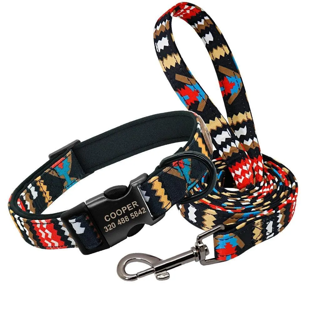 Colorful Personalized Dog Collar Set: Stylish Pet Accessories for All Breeds