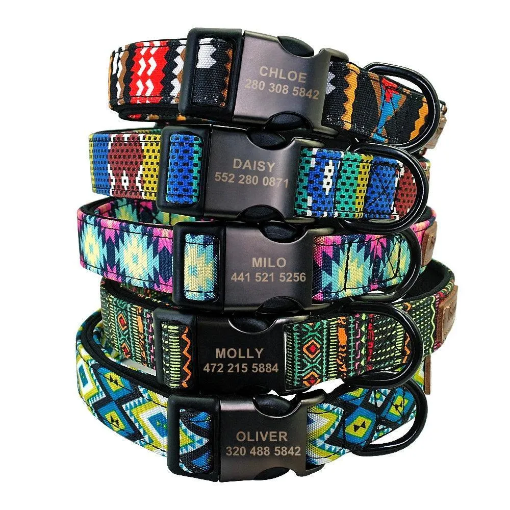 Colorful Personalized Dog Collar Set: Stylish Pet Accessories for All Breeds