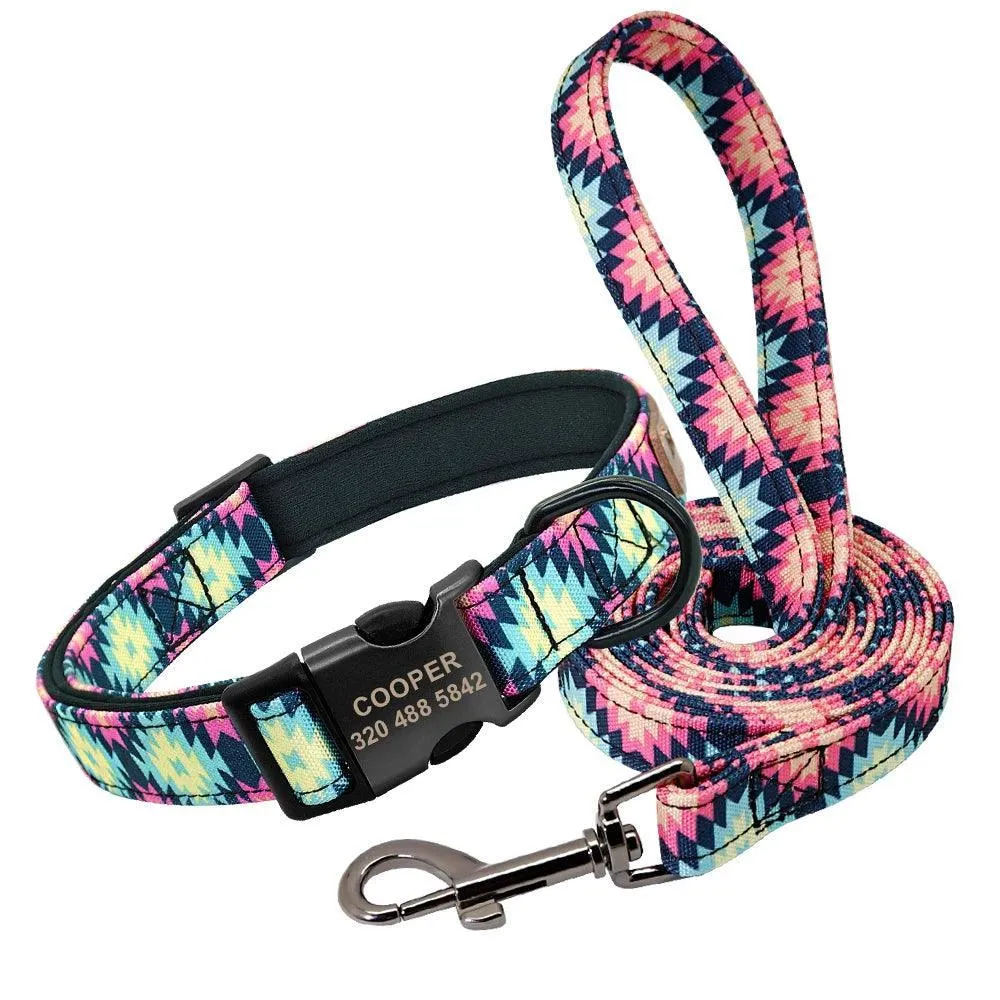 Colorful Personalized Dog Collar Set: Stylish Pet Accessories for All Breeds