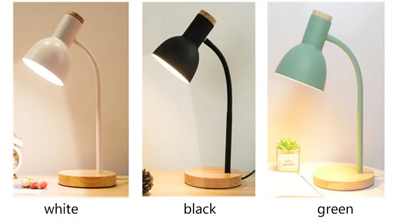 Creative Wooden Iron Table & Desk Lamp-Grey
