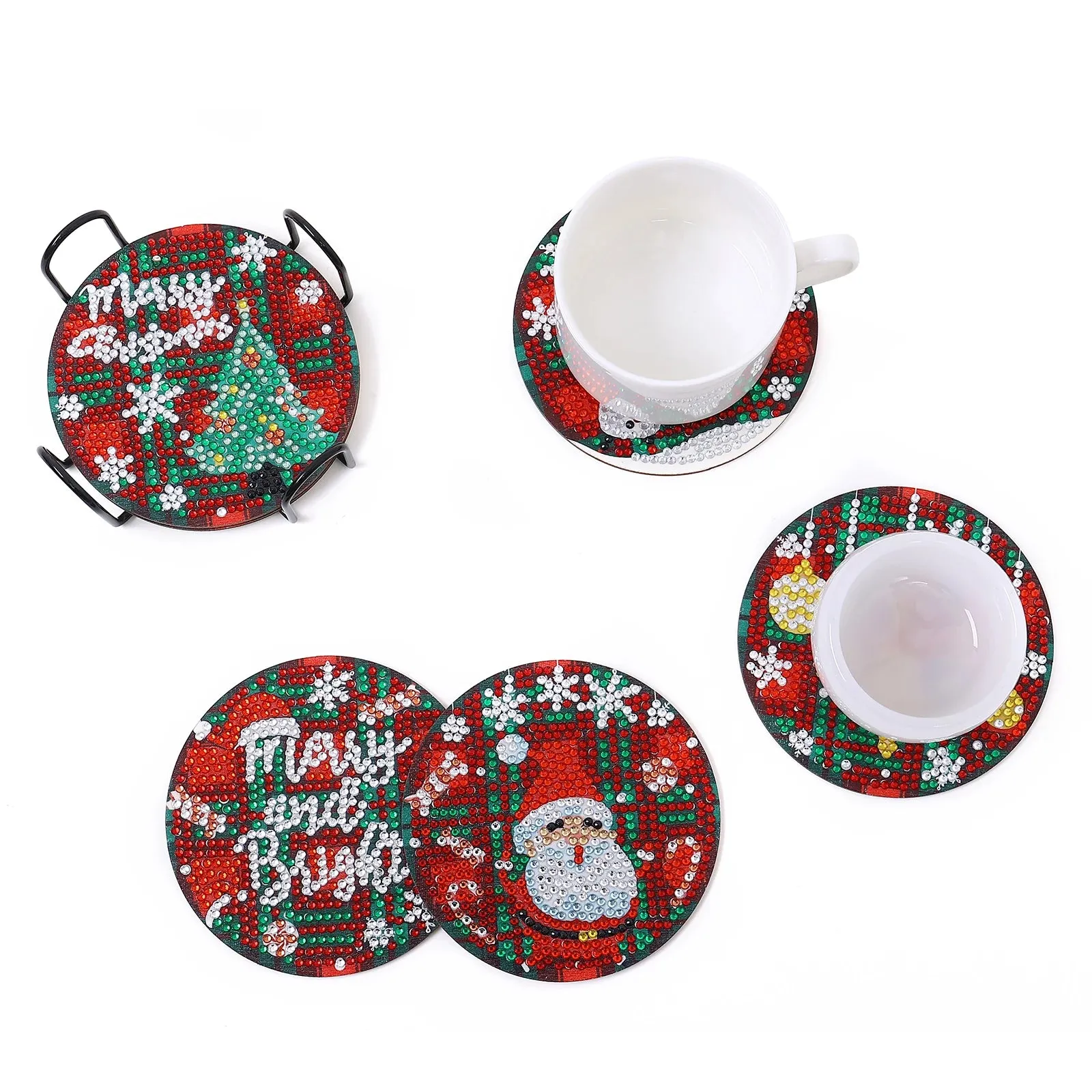 DIY Diamond Art Christmas Coasters Crystal Rhinestone  6pcs/Set