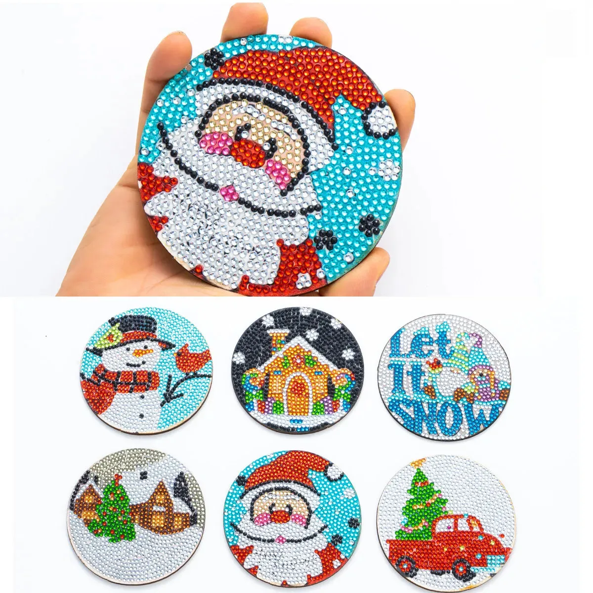 DIY Diamond Art Christmas Coasters Crystal Rhinestone  6pcs/Set