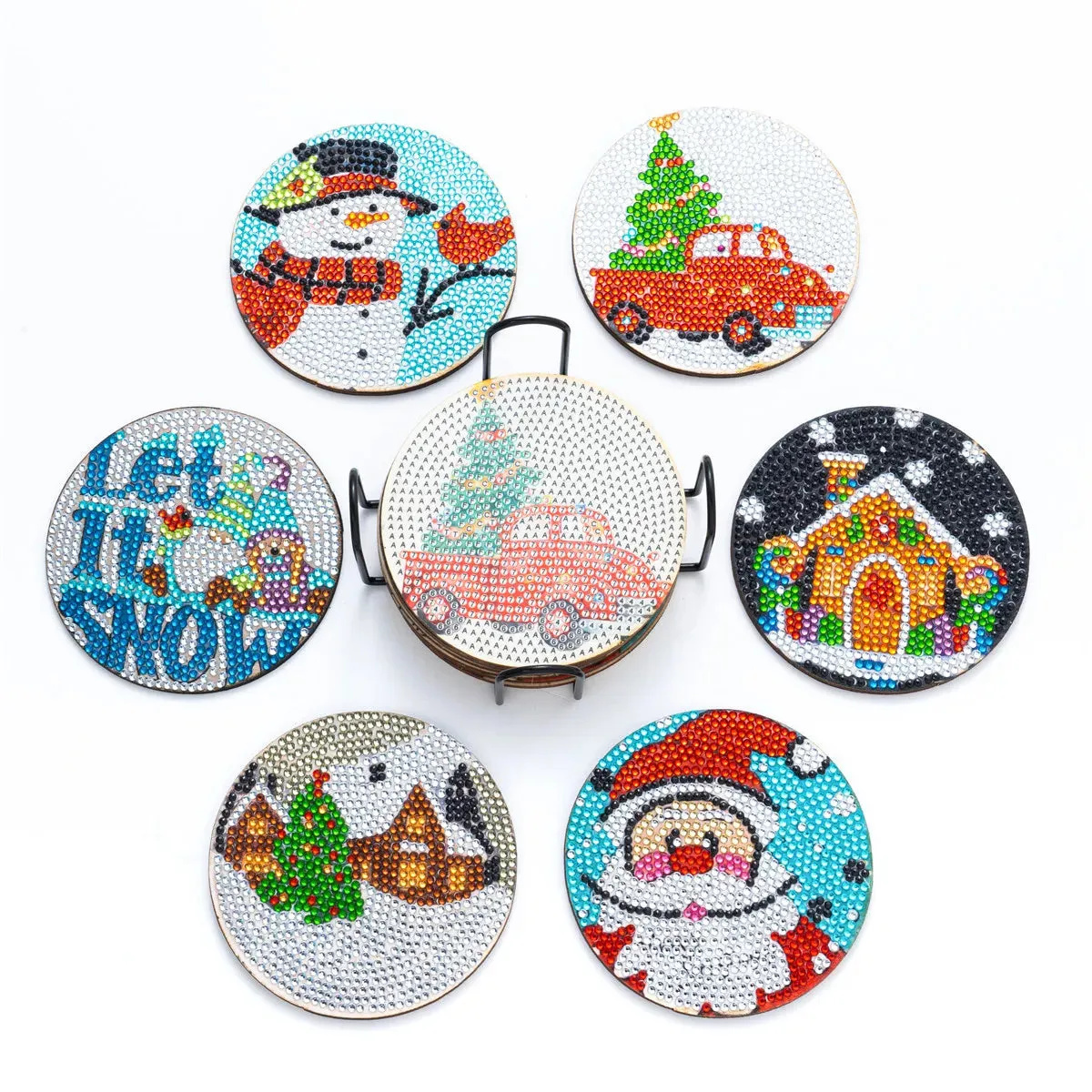 DIY Diamond Art Christmas Coasters Crystal Rhinestone  6pcs/Set