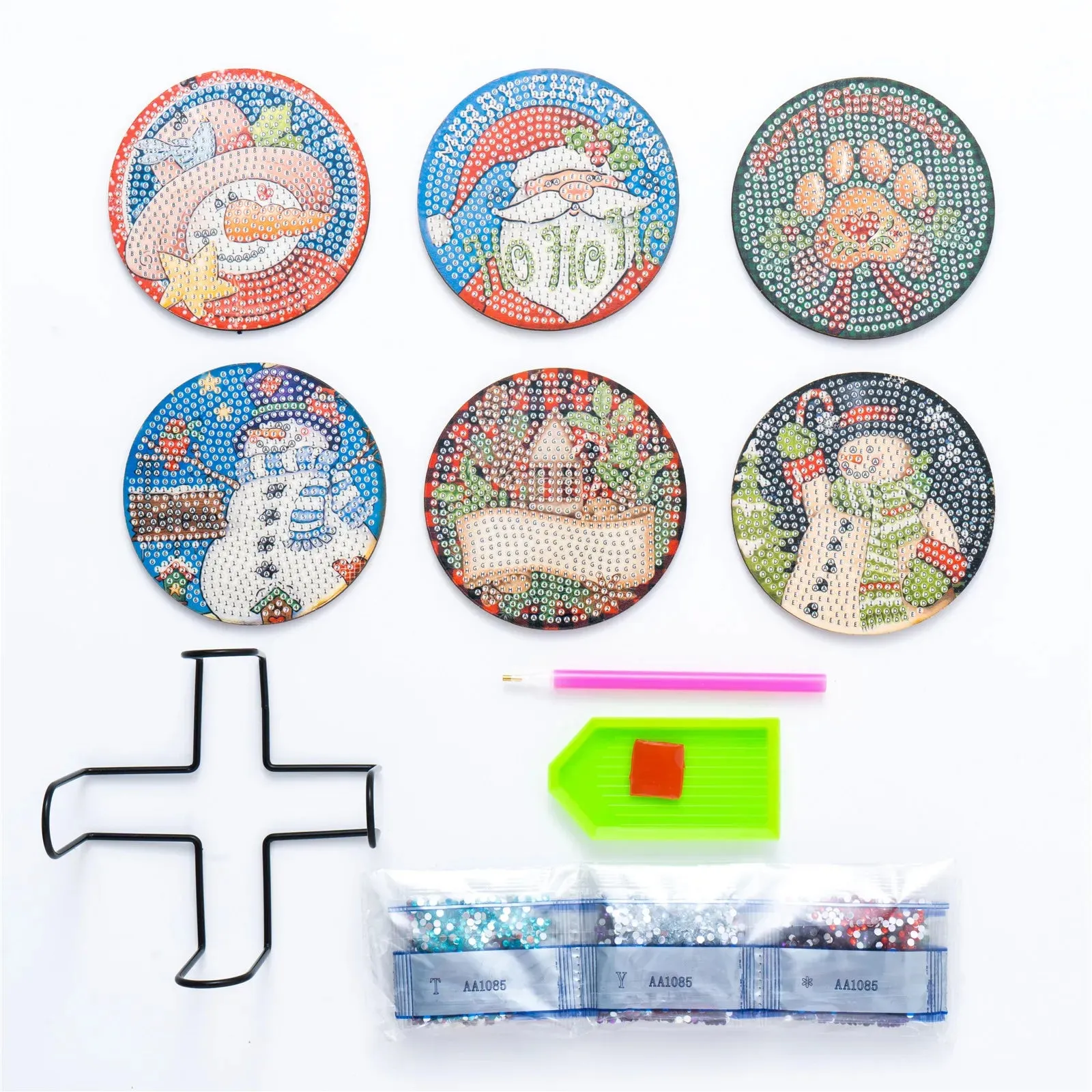 DIY Diamond Art Christmas Coasters Crystal Rhinestone  6pcs/Set