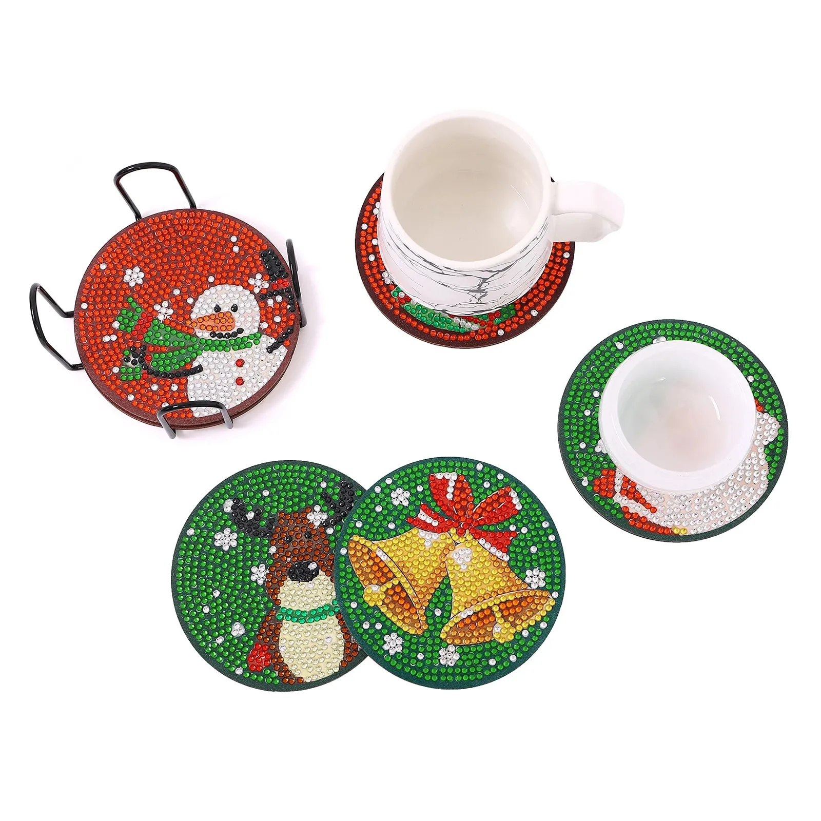 DIY Diamond Art Christmas Coasters Crystal Rhinestone  6pcs/Set