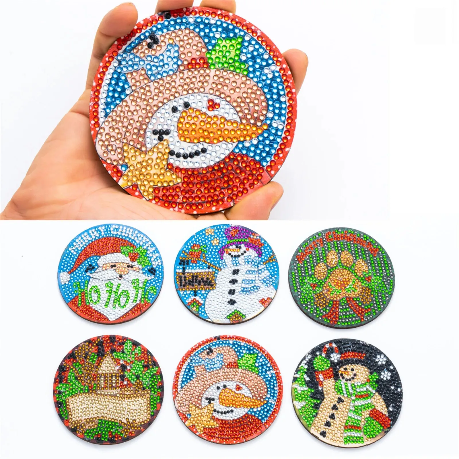 DIY Diamond Art Christmas Coasters Crystal Rhinestone  6pcs/Set