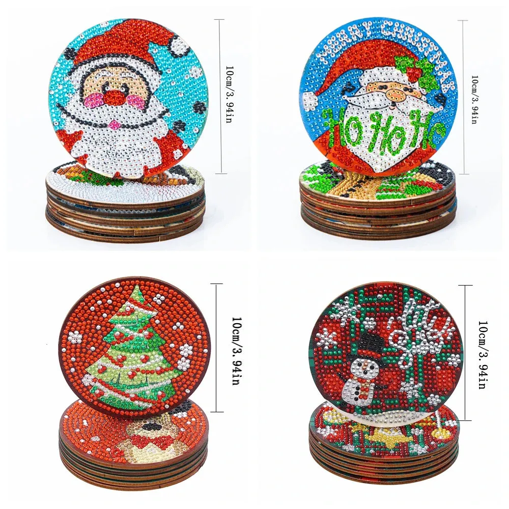 DIY Diamond Art Christmas Coasters Crystal Rhinestone  6pcs/Set