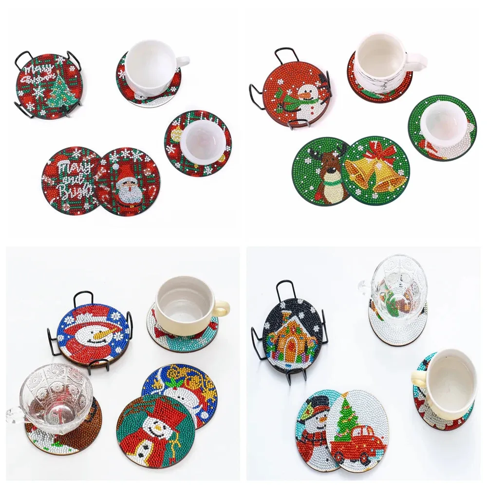 DIY Diamond Art Christmas Coasters Crystal Rhinestone  6pcs/Set