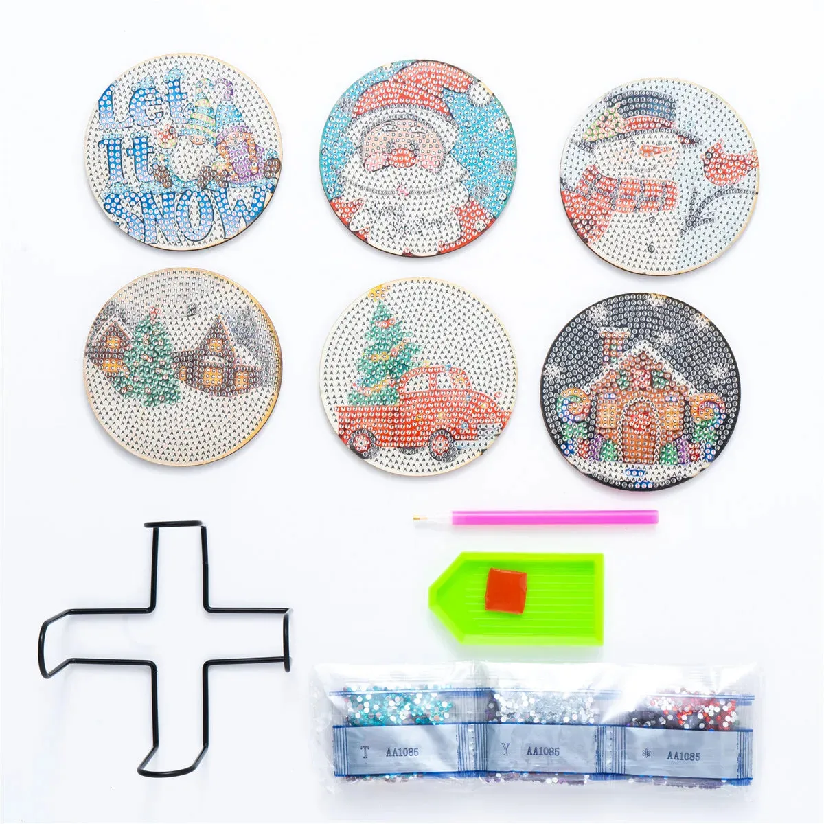 DIY Diamond Art Christmas Coasters Crystal Rhinestone  6pcs/Set