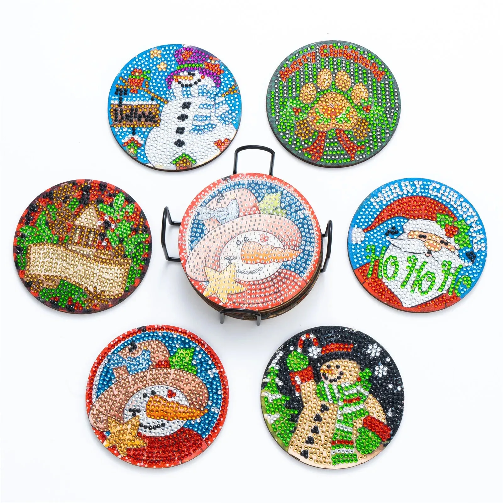 DIY Diamond Art Christmas Coasters Crystal Rhinestone  6pcs/Set