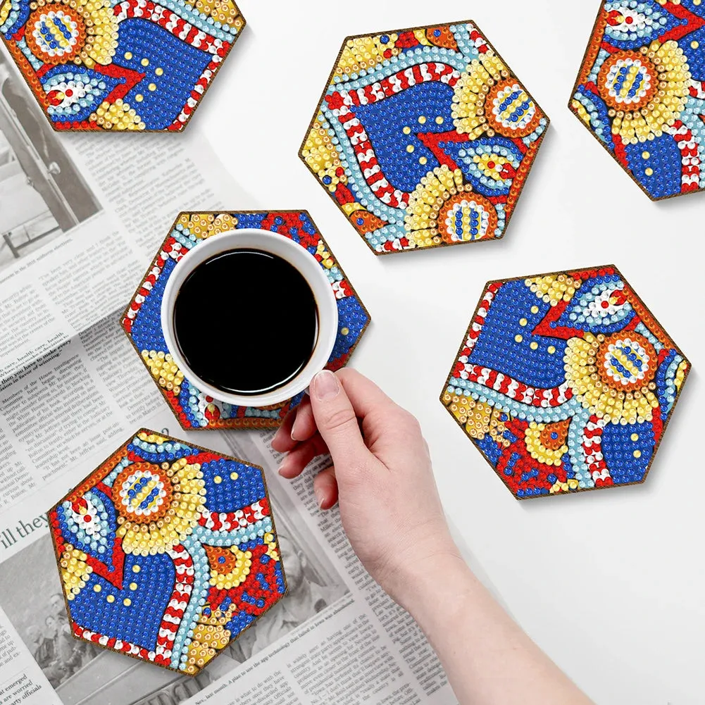 DIY Diamond Art Coasters, 7 Piece Set With Holder, Seaside Cottage Design