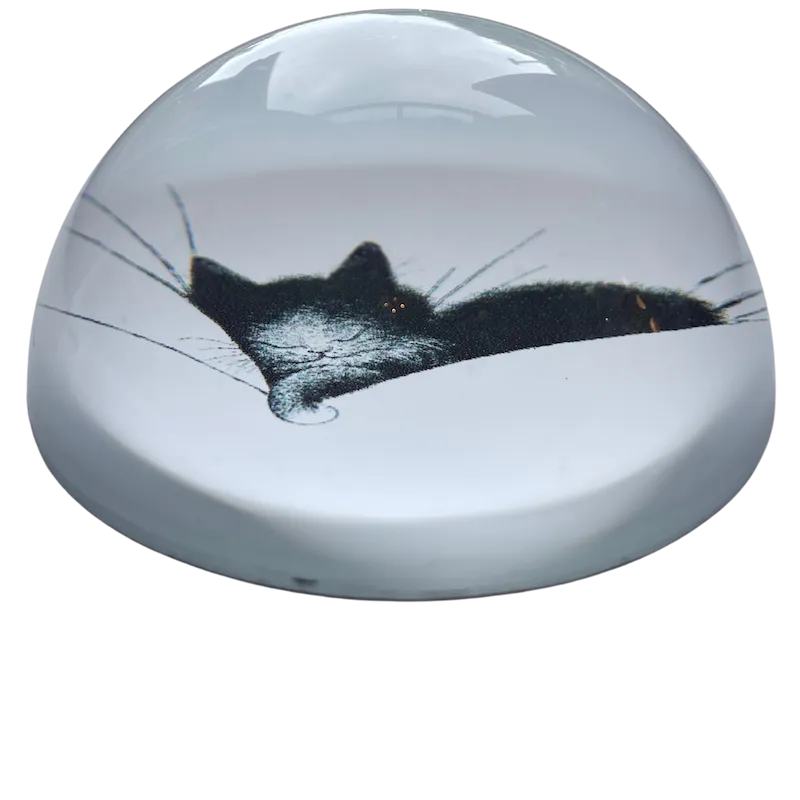 Dubout Cats - Cat Nap Black Cat Glass Paperweight