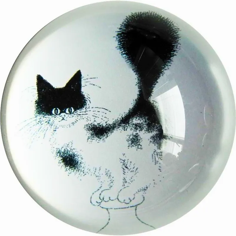 Dubout Cats - Escape Plan Black & White Cat Glass Paperweight