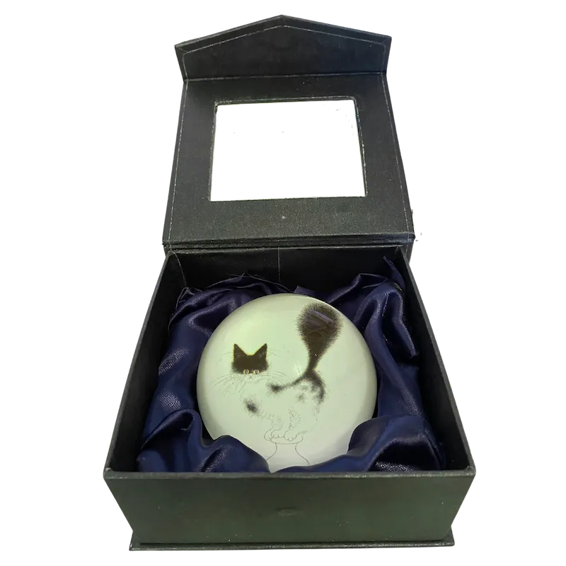 Dubout Cats - Escape Plan Black & White Cat Glass Paperweight