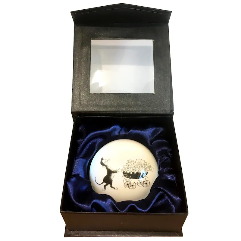 Dubout Cats - The Pram Black & White Cat Glass Paperweight