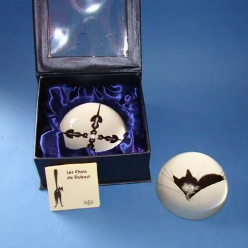 Dubout Cats - The Quartet Black & White Cat Glass Paperweight