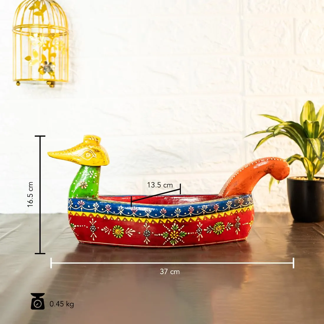 Ekhasa Wooden Tray for Serving | Wooden Organiser for Kitchen and Dining Table | Tea Tray Set Serveware | Wooden Tray for Decoration (Handpainted, Mango Wood, 1 Piece)