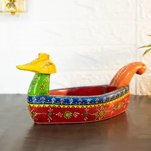 Ekhasa Wooden Tray for Serving | Wooden Organiser for Kitchen and Dining Table | Tea Tray Set Serveware | Wooden Tray for Decoration (Handpainted, Mango Wood, 1 Piece)