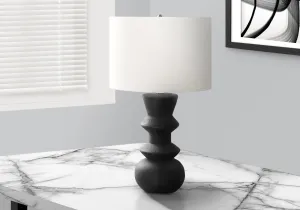 Elegance Illuminate: 26 inch Black Ceramic Lamp with Ivory Shade - Contemporary Design