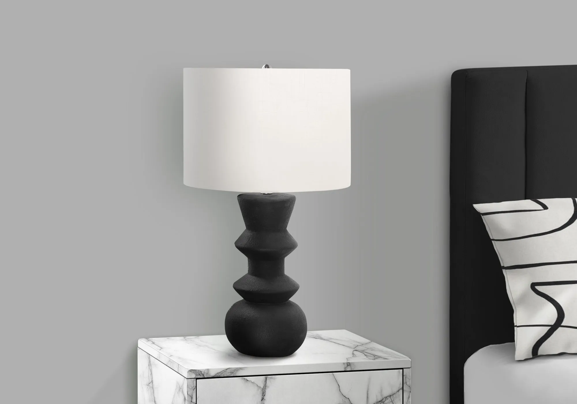 Elegance Illuminate: 26 inch Black Ceramic Lamp with Ivory Shade - Contemporary Design