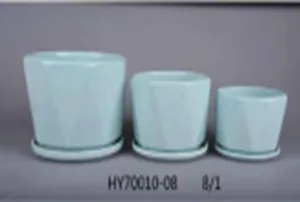 Elegant Round Sky Blue Ceramic Pot with Drainage Hole | Ideal for Tabletop Plants