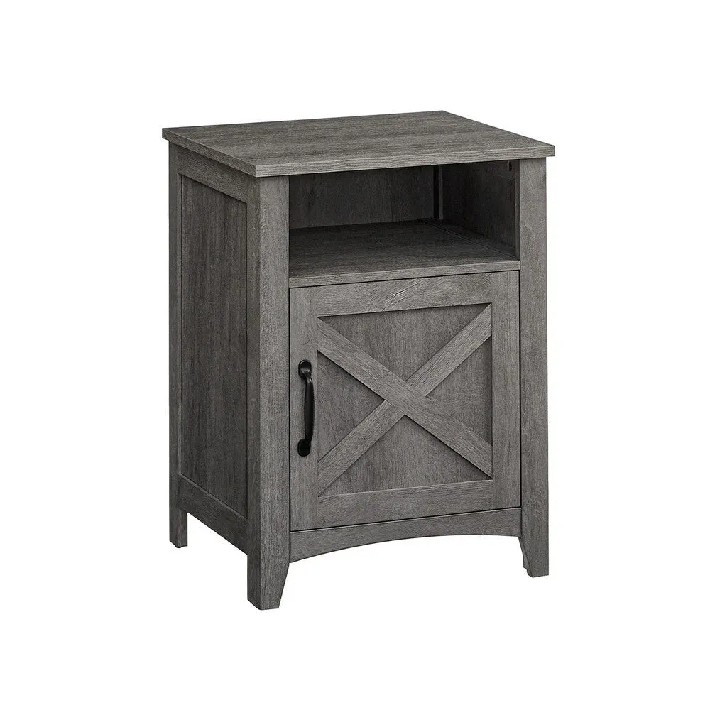 Eva 24 Inch Nightstand Set of 2, 1 Cabinet, Open Top Shelf, Gray By Casagear Home