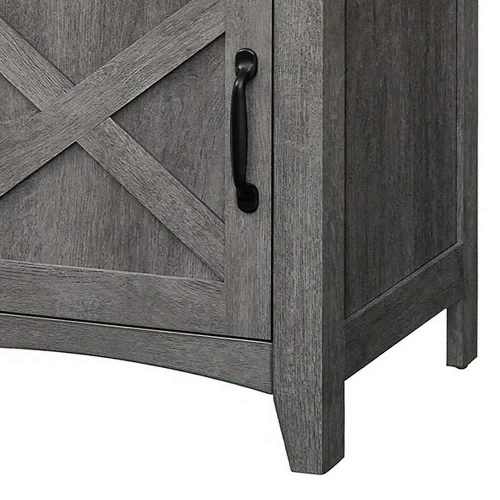 Eva 24 Inch Nightstand Set of 2, 1 Cabinet, Open Top Shelf, Gray By Casagear Home
